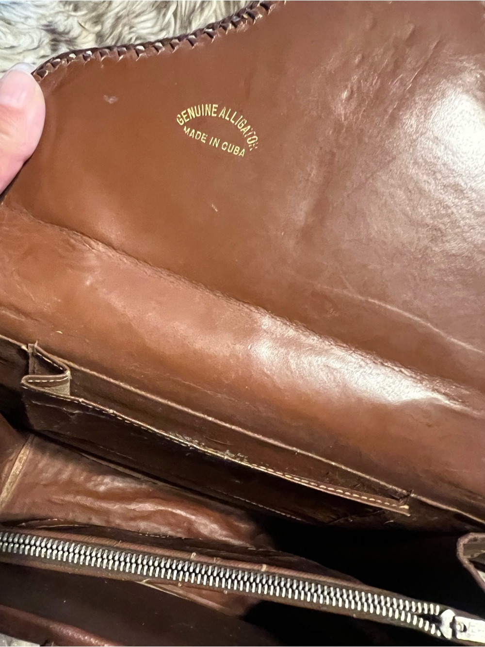 Vintage Brown ALLIGATOR Leather Clutch and Wristlet(2) Set (1 missing strap) - Picture 5 of 14